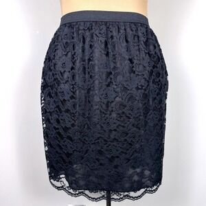 Vtg Chic H.I.S Lace Skirt Black Elastic Waist Mini Made in USA Medium Whimsigoth